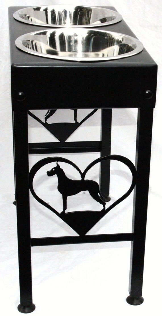 Great Dane Dog Feeder Elevated Raised Metal Art Floor Stand