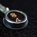 Vintage Typewriter Key Pendant Necklace Charm - Black Silver Rim Glass Top - Number 4 and Dollar Sign - GDJ
