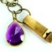 Vintage Miniature Brass Whistle with Wrapped Brass Violet Jewels Necklace - by Gwen DELICIOUS Jewelry Design GDJ