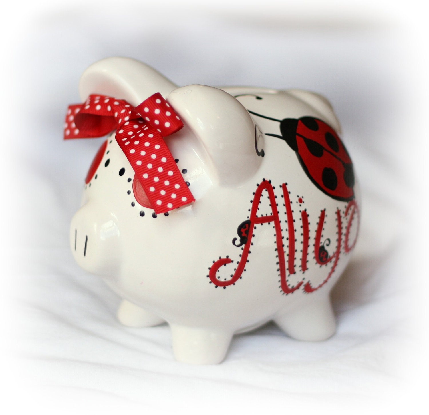 Hand Painted Personalized Piggy Bank Ladybug Dragonfly - ðzoom hand painted personalized piggy bank ladybug dragonfly - ðzoom