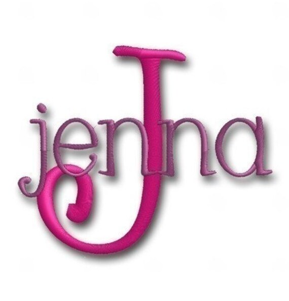 Jenna Machine Embroidery Monogram Alphabet Font Instant Email