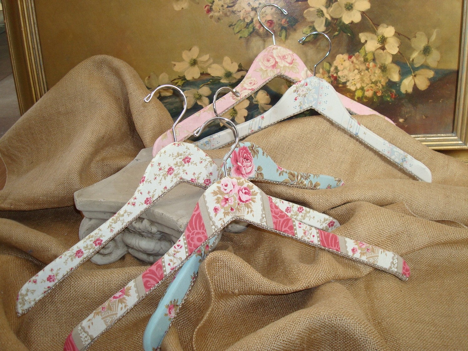 Fabric Covered Wooden Hangers Vintage Inspired