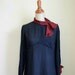 Vintage 1920s 1930s Navy & Burgundy Silk Ruffle Dress