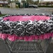 DAMASK w/ PINK MINKY Seat and Ruffle Shopping Cart Cover and High Chair Cover - More Fabric Options in Listing For Boy or Girl