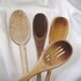 Vintage Primitive Kitchen Wooden Spoons . . . 4 count . . . worn patina