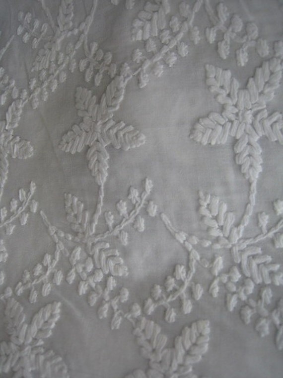 Unique White Embroidery Cotton Fabric Half Yard