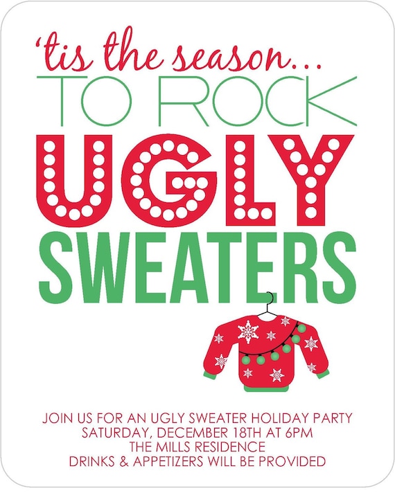 Ugly Sweater Party Invitations Set of 12 by garvinandco on Etsy
