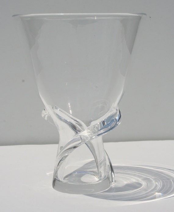 Vintage 1955 Signed Steuben Glass Spiral Vase By Donald