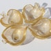 4 Vintage Murano Italian Art Glass Archimed Seguso Gold Flake Leaf Shapped Bowls