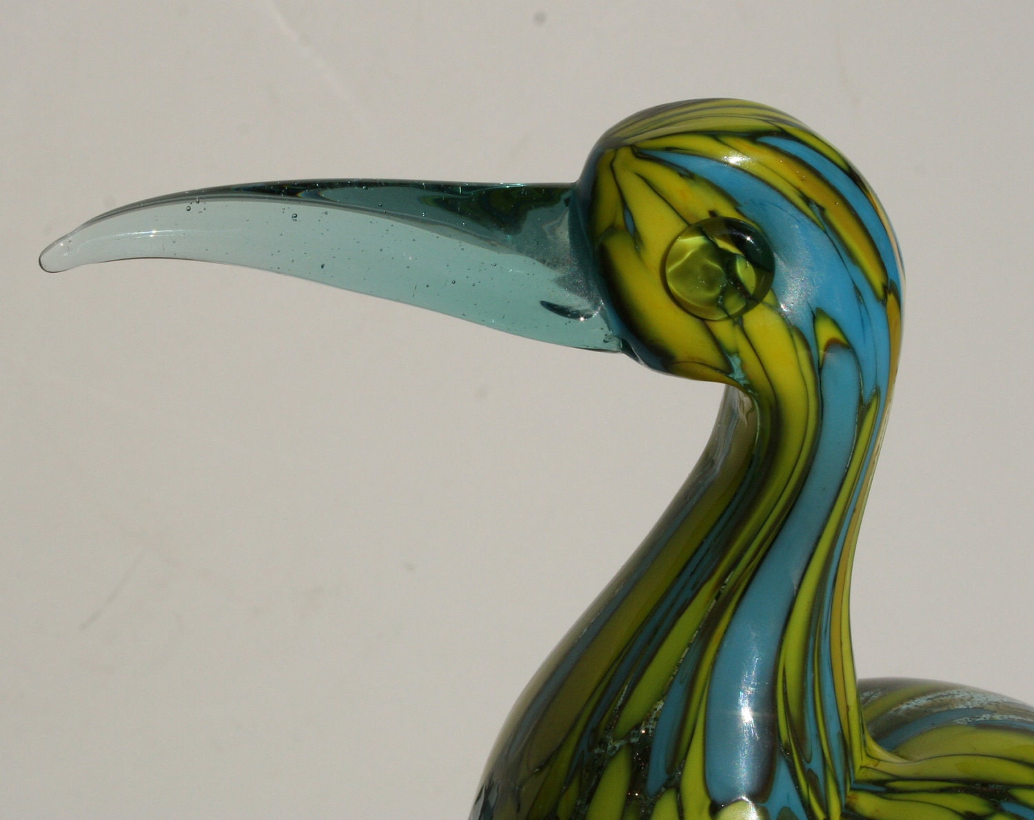 Vintage Murano Italian Art Glass Bird With Yellow By Modnique 3101