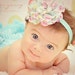 SALE---Aqua COUNTRY Floral Rose Shabby Chic Chiffon and Tulle Flower Headband