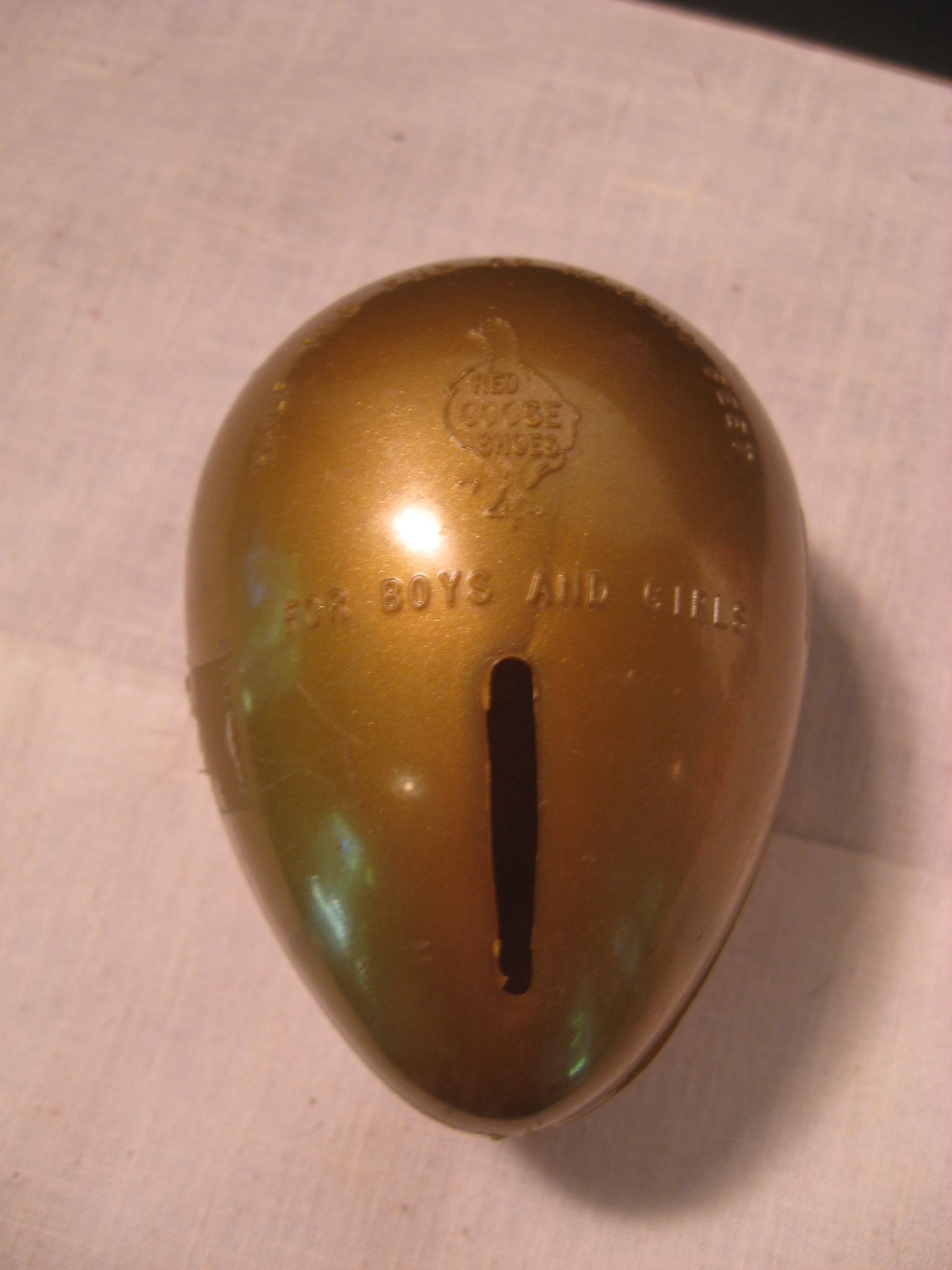 Vintage RED GOOSE SHOES GOLDEN EGG Plastic BANK Advertising