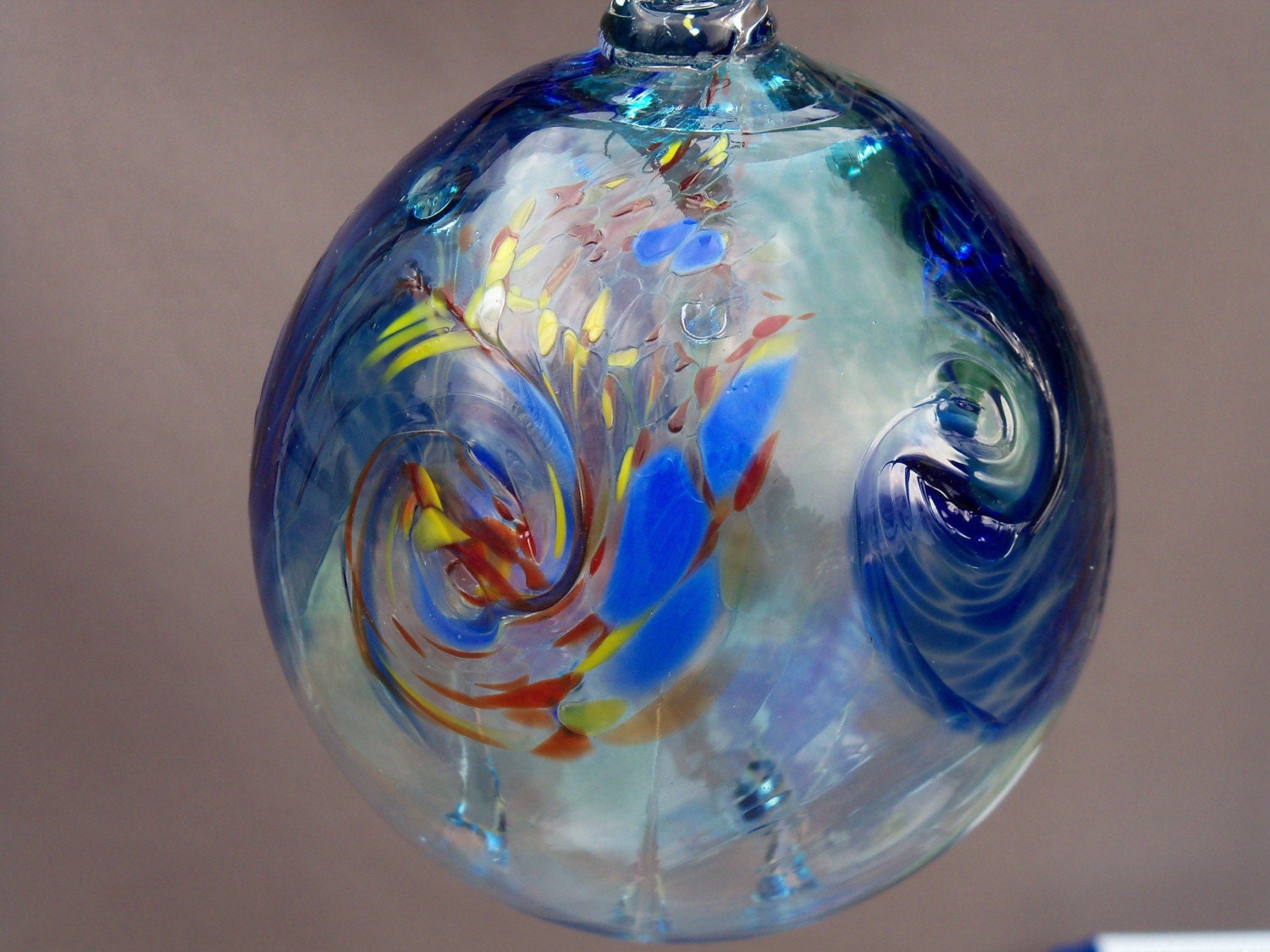 Hand Blown Art Glass Witch Ballornament 3789