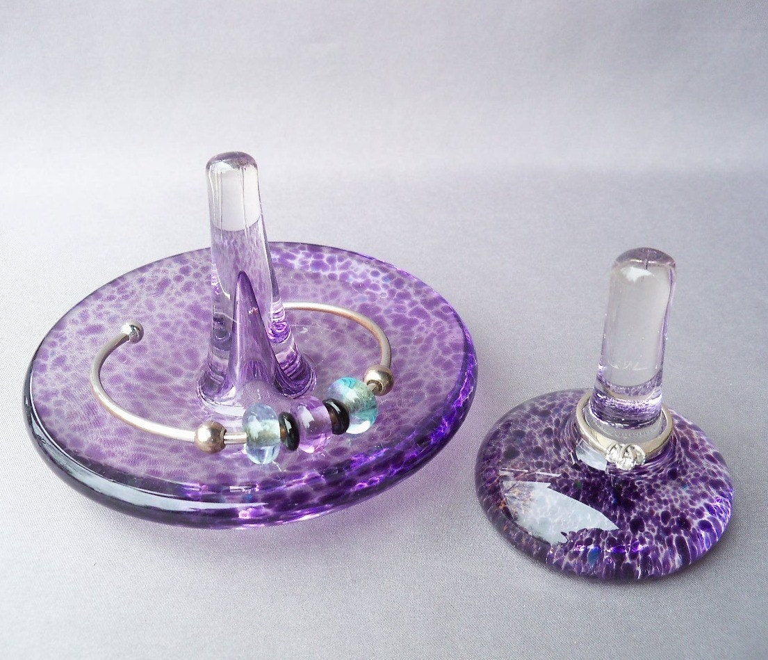 Hand Blown Art Glass Jewelry Tray and Ring Holder by Route4glass