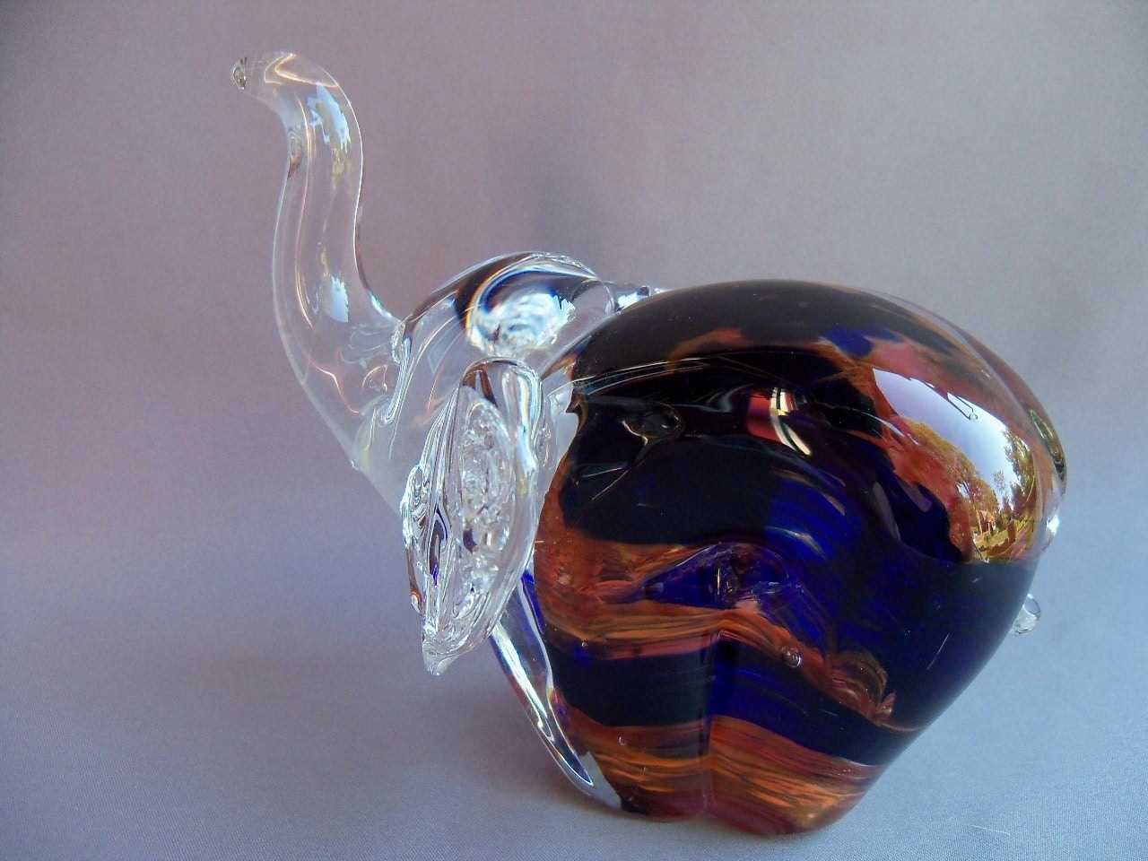 Hand Blown Art Glass Elephant Figurine