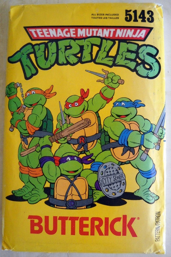 Butterick Sewing Pattern Teenage Mutant Ninja Turtles UNCUT