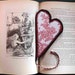 Heart Bookmark, Red Flowers Toile White and Black Classic