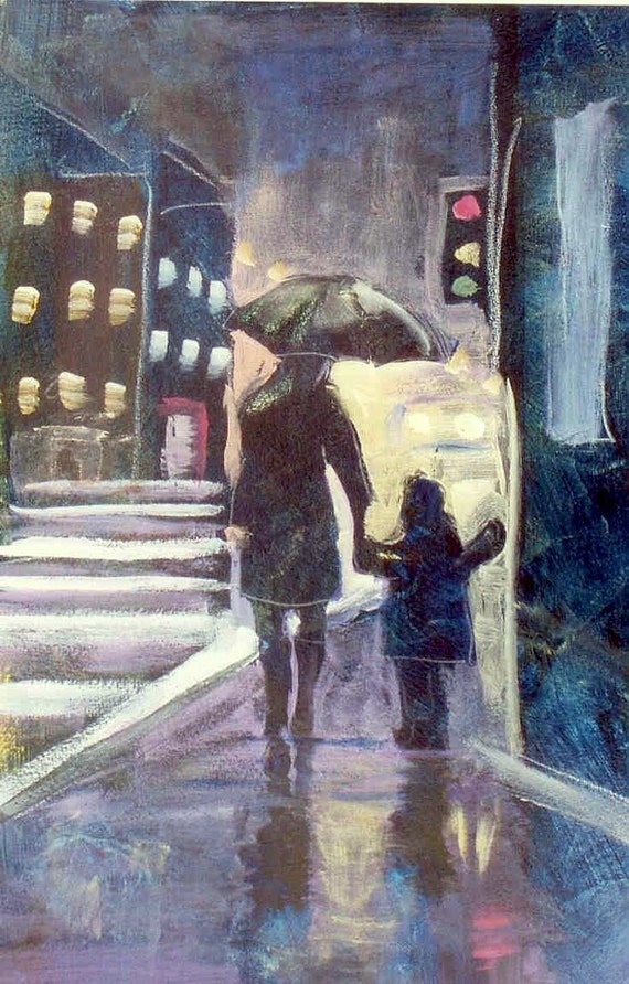 Items similar to Walking Home in the Rain on Etsy