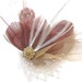 DUSTY ROSE Peacock Feather Bridal Hair Fascinator Clip with Veil and Vintage Jewel OOAK