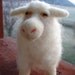 White sheep needle felted wool sculpture.