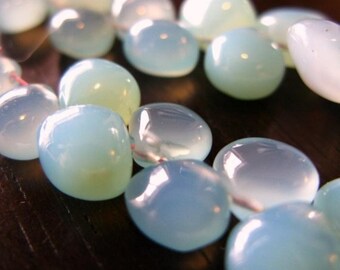 9-10mm Smooth Aqua Chalcedony Briolettes Set of 4