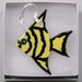 Yellow and Black Striped Angel Fish Ornament - Handpainted Porcelain