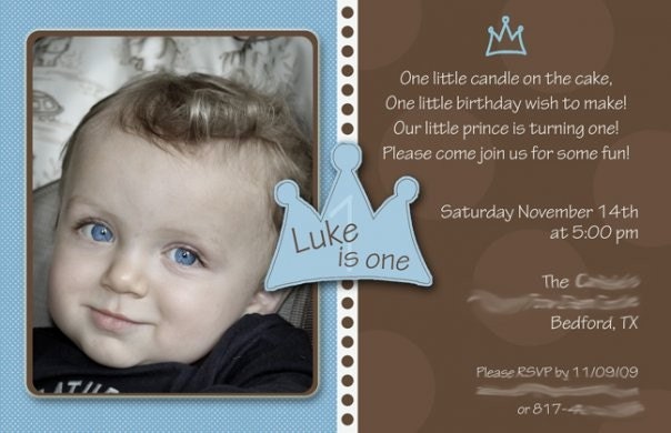 Baby boy 1st birthday invitation Little Prince