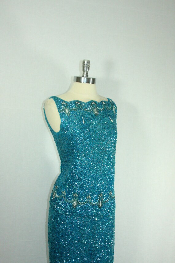 1960s Heavily Sequins Sequined Beaded by VintageFrocksOfFancy