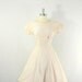 1950's Short White Dress - Vintage Soft White Lace with Pink Cotton Lining Full Skirt Garden Wedding Frock
