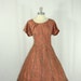 Large Vintage 1950's Dress - Mocha Lace Short Sleeve Cocktail Party Frock