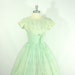 RESERVED.......1950's Green Vintage Dress - The BEST Mint Green Full Skirt Flocked Ruched Waist Party Prom Wedding Frock