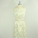 1960s Short Wedding Dress - Elegant Ivory Damask Sleeveless Draped Summer Bridal Frock