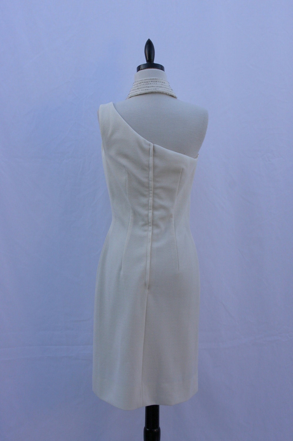 Vintage Dress 1960's Ivory Asymmetric Beaded One