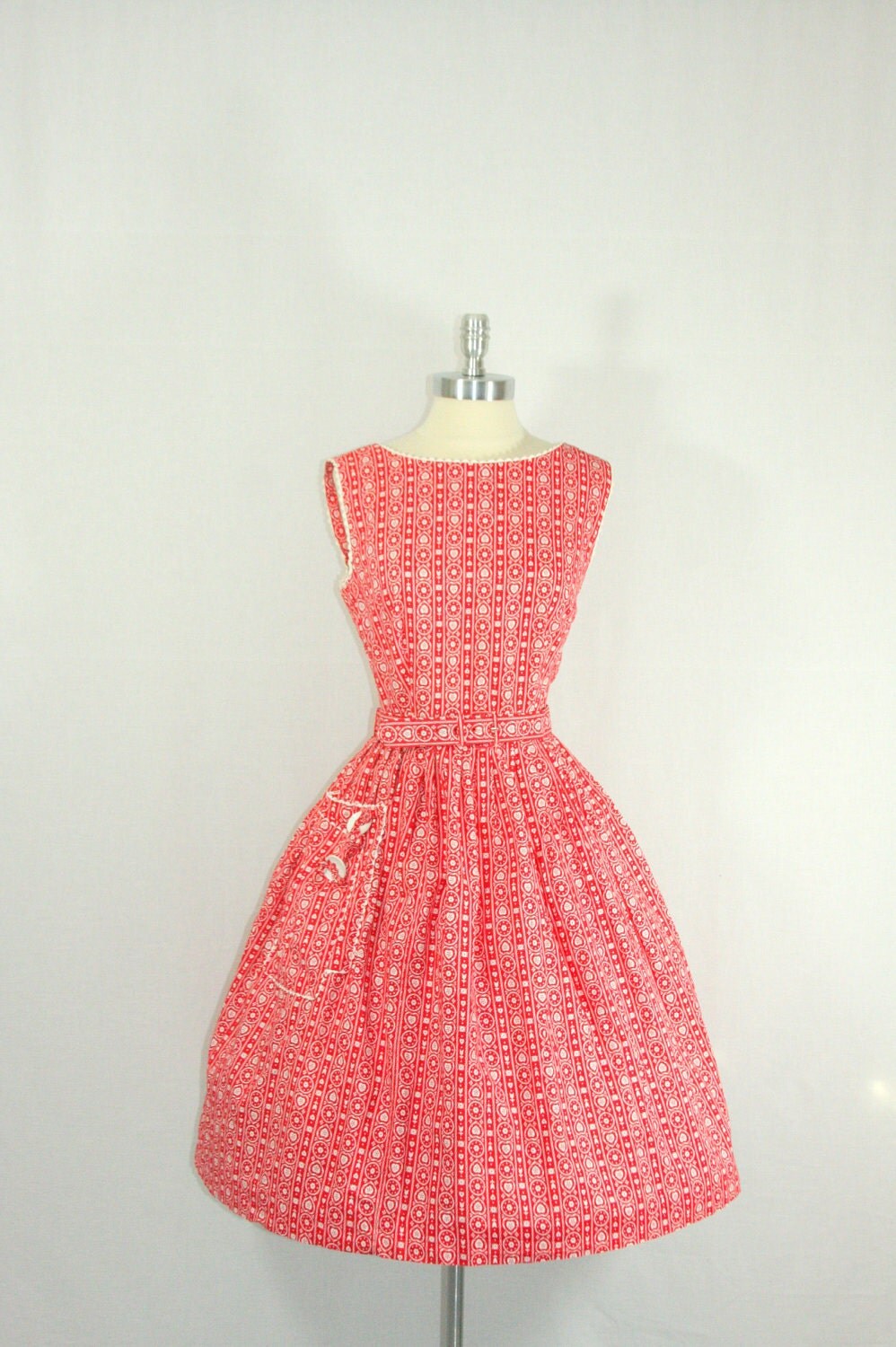 RESERVED for Paula........1950's Dress Vintage Red and