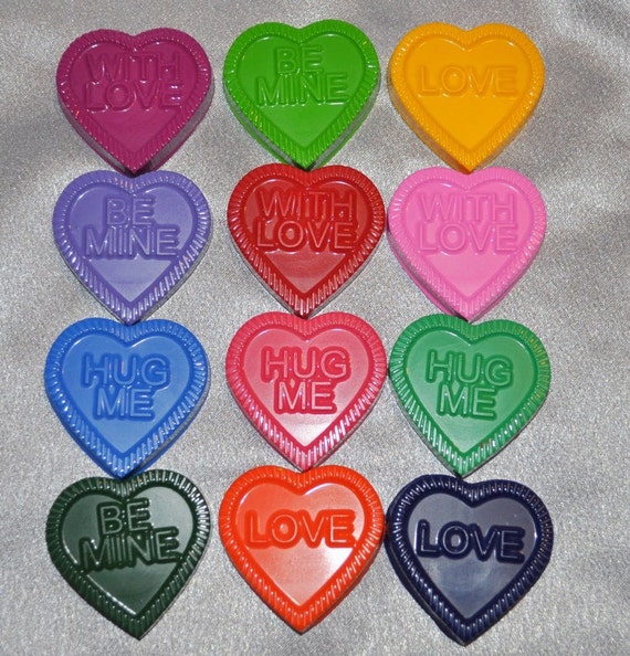 Recycled Crayons Heart Shaped Total of 24-Class Room Set Il_570xn