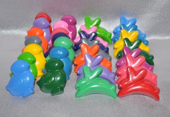 Recycled Crayons Chicken and Bunny Shaped Total of 28 Crayons. Il_570xn