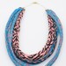 Maze Fabric Necklace in Blue Pink and Green