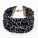 Hand Printed String Cuff Bracelet in Black Cross