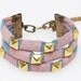 Studded Cuff Bracelet in Pale Pink on Slate
