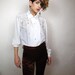 80s Sparkle and Pearl Beads Fancy Pleated Blouse (L/XL)