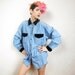90s Denim Shirt with Black Velvet Trim (L)