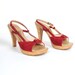 S A L E 70s Strappy Platform Wooden Heels (6.5)