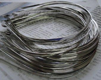 15pcs Metal Headbands 4mm silver color with bent end