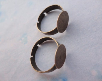 150pcs Adjustable Antique Bronze Ring Blanks 12mm