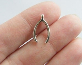 16 Wishbone charms antique silver tone M251