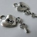 Bulk 50 Heart Lock and Key Charms Antique Silver