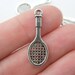 8 Tennis racket charms ( double sided ) 29 x 10mm tibetan silver