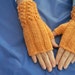 Fingerless Mitts of Fine Wool Hand Knit with Eyelet Cuffs Sm Med