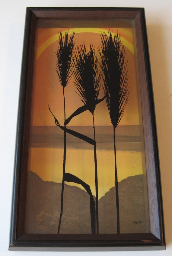 Vintage 70s Wall Art Sunset Shadow Box Virgil Thrasher Lucid