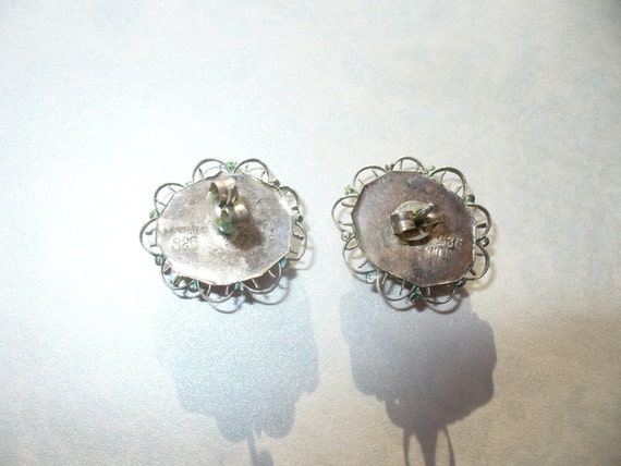 Dainty vintage Mexican black onyx sterling silver earrings.